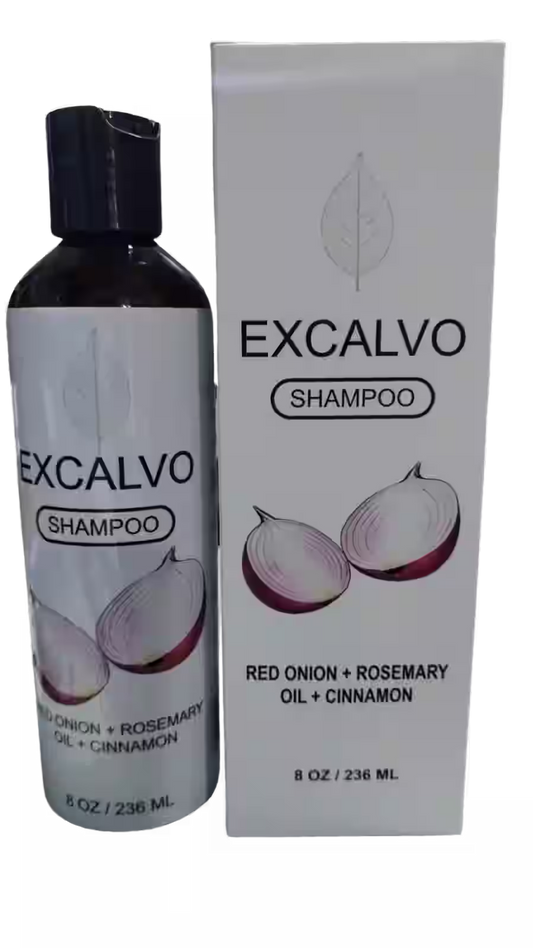 Shampoo Excalvo — Cebolla Roja, Romero y Canela | Frena la Caída
